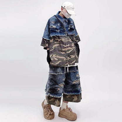 Stylish Personalized Camouflage Denim Jorts