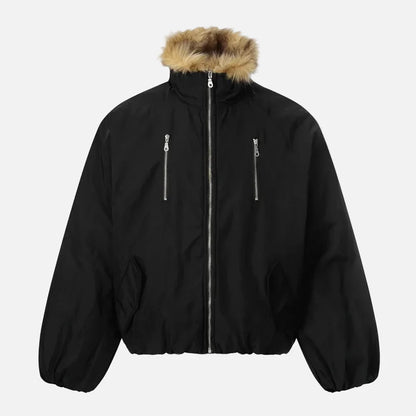 Retro Thick Quilted Fur Collar Jacket