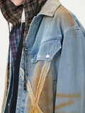 Streetwear Bold Gradient Distressed Denim Jacket