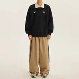 Velvet Embroidered Turn-Down Collar Sweatshirt