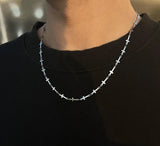 Men Punk Titanium Steel Cross Chain Necklace