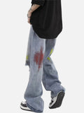 Trendy Blue Washed Ripped Straight Leg Jeans