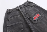 Summer Vintage Star Letter Printed Washed Denim Short