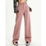 Pink Gothic Y2K Designer Straight Leg Jeans