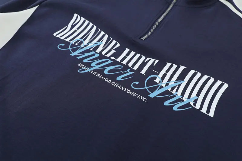 Y2K Half Zipper Graphic T-shirt