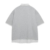 Casual Loose Fit Fake Two-Piece Letter Print Polo T-Shirt