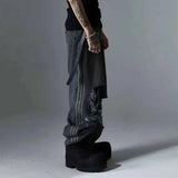 Stylish American Style Punk Patchwork Striped Jeans