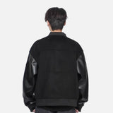 Vintage Patchwork PU Leather Baseball Varsity Jacket