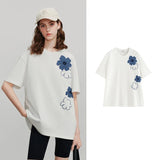 Women Cute Flower Casual Summer Short Sleeve T-Shirt