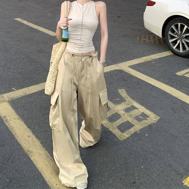 Adjustable Waist Baggy Cargo Pants