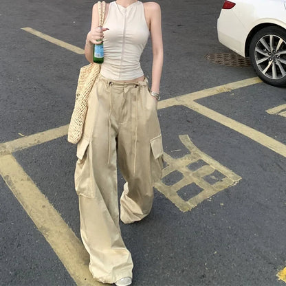 Adjustable Waist Baggy Cargo Pants
