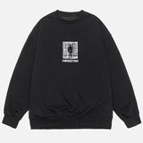 Versatile Loose Fit Round Neck Print Sweatshirt