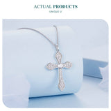 White Gold Plated Cross 925 Sterling Silver Necklace