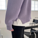 Casual Comfort Luxury Knitted Solid Color Pullover Sweater
