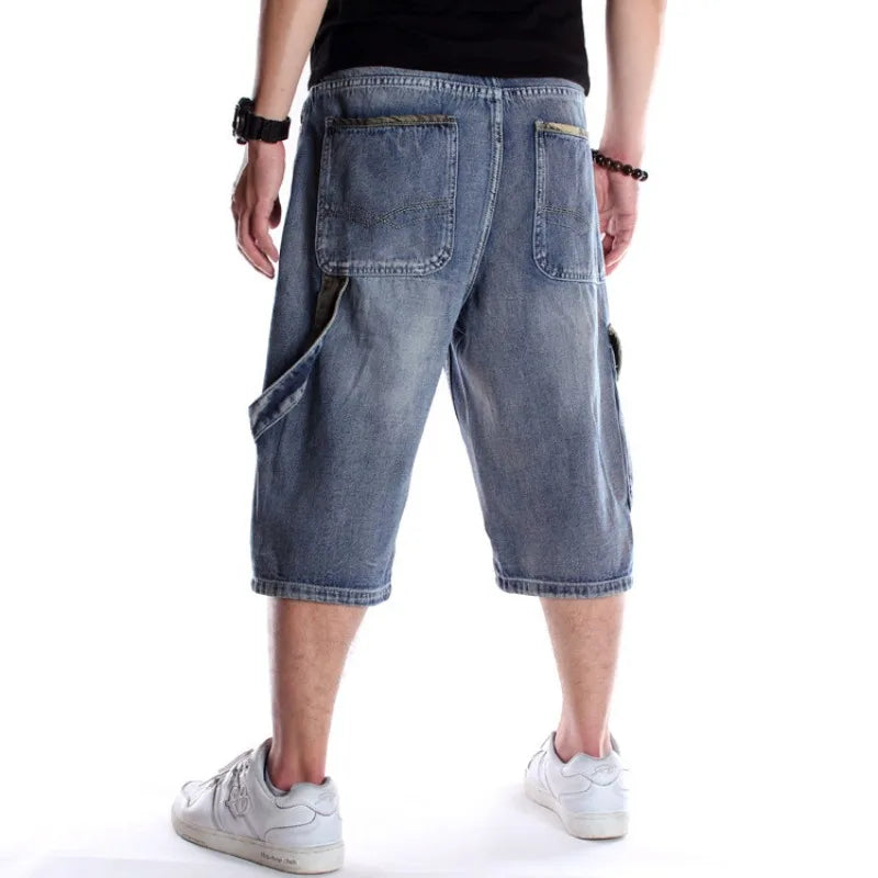 Multi-pocket Washed Denim Jorts