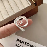 Matte Swirl Spiral Geometric Adjustable Ring