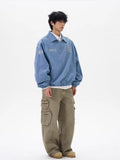 Y2K Letter Print College Style Washed Sports Sweatshirt
