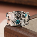 Stylish Silver Blue Stone Inlaid Ring