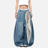 Y2K Street Muse Wide-Leg Scarf Jeans