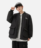 Winter High Quilted Solid Color Parka Cargo Jacket
