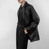 Men Youthful Grunge Moto PU Leather Jacket