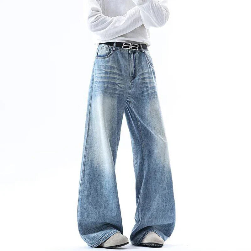 High-Quality Gradient Washed Straight Tube Jeans