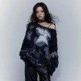 Grunge Aesthetics Black V-Neck Sweater