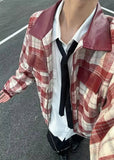 Patchwork Japanese Style Leather Jacket
