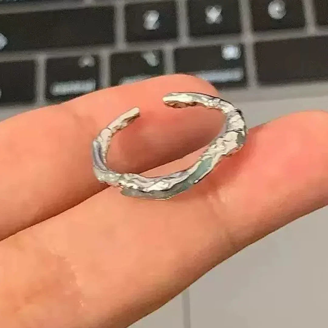 Cool Blue Drip Glaze Sterling Silver Ring