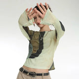 Cyber Y2K Patchwork Grunge Crop T-Shirt