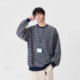 Y2K Striped Oversized Crew Neck Sweatshirt