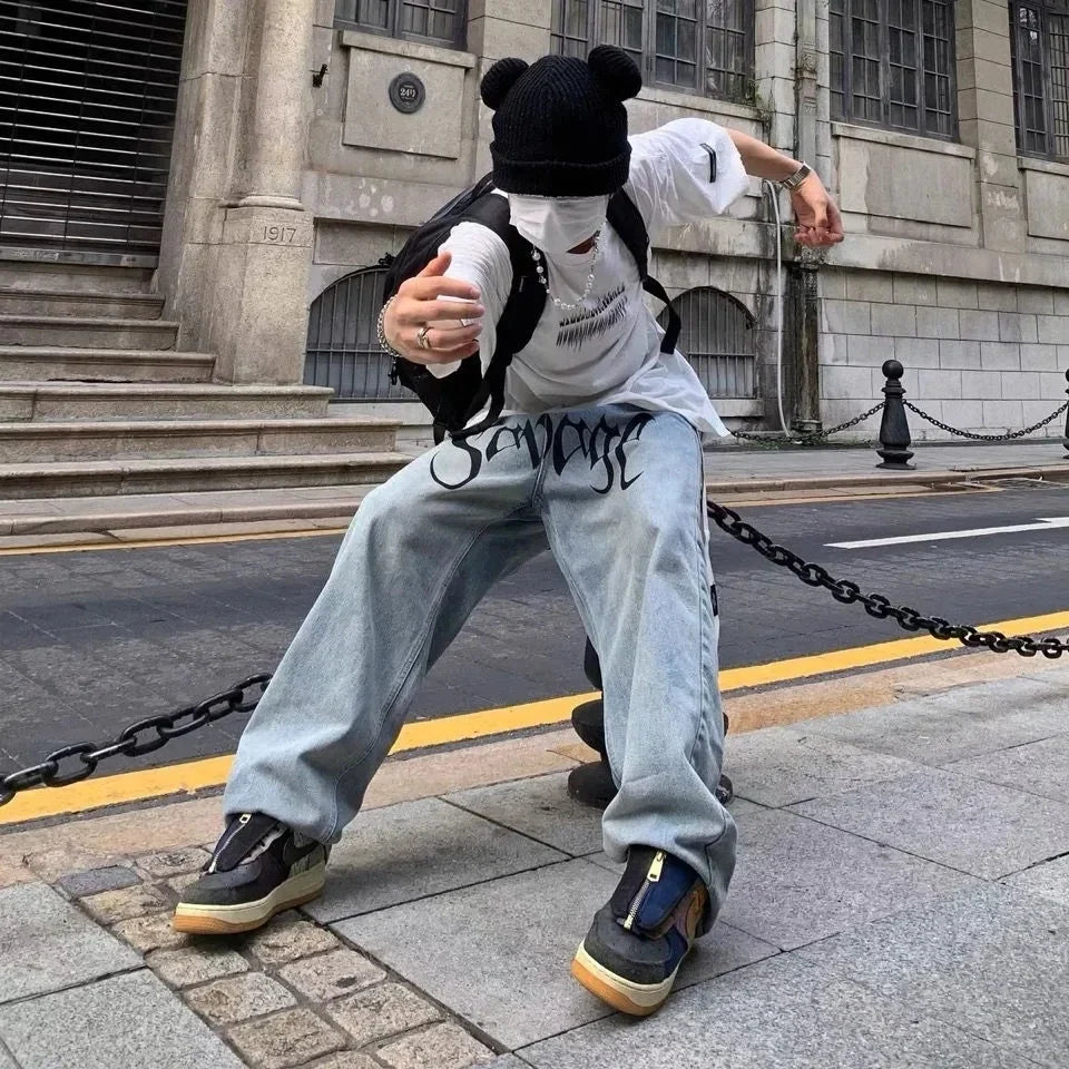 Vintage Belt Baggy Jeans
