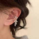 Elegant White Ribbon Clip Earrings