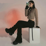 Black Slim Fit High Waist Flared Bootcut Jeans