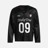 Bold Printed Mesh V-Neck Long Sleeve T-Shirt