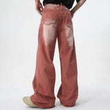 Streetwear Red High Street Style Casual Jeans
