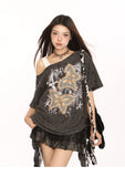 Butterfly Print Oversized Short Sleeve T-Shirt