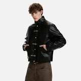 Streetwear Personalized Metal Buckle Leather Jacket