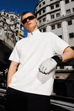 Model wearing the white The Urban Zip T-Shirt
