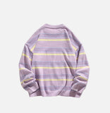 Colorblock Striped College Style Knit Sweater