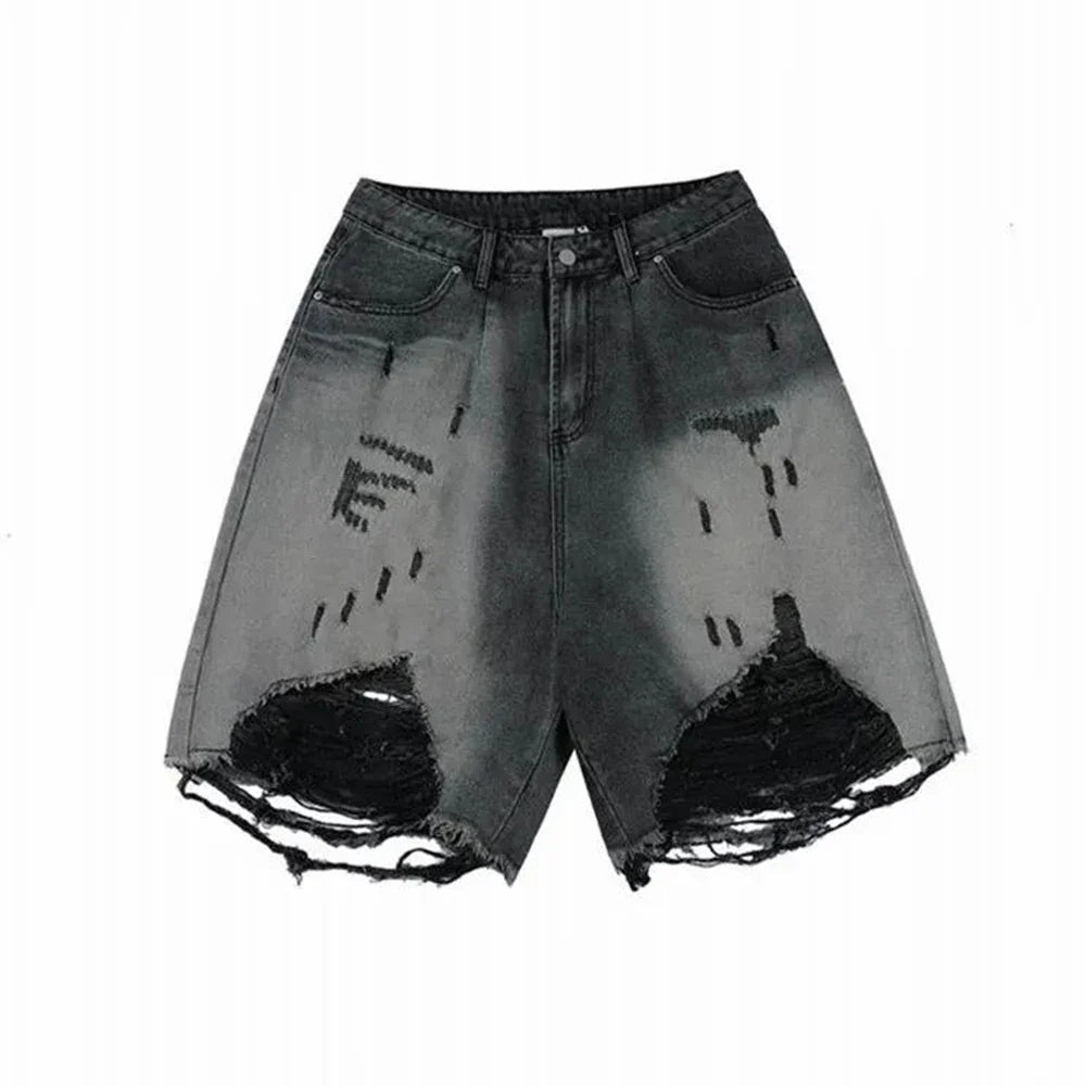 Featherlight Ripped Washed Retro Denim Jorts
