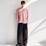 Pink Elegant Handsome Round Neck Knitted T-Shirt