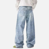 Rhinestone-Print Baggy Jeans