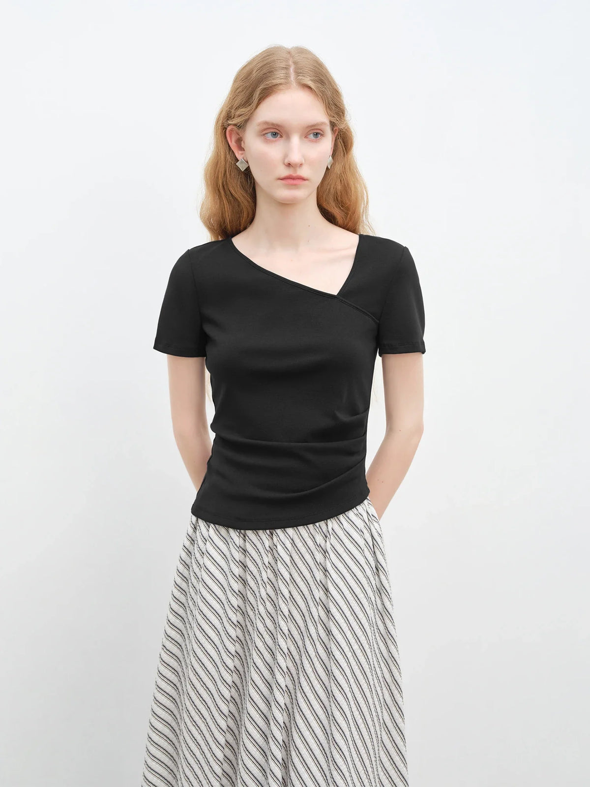 Unique Irregular V-Neck T-Shirt