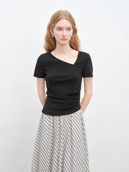 Unique Irregular V-Neck T-Shirt