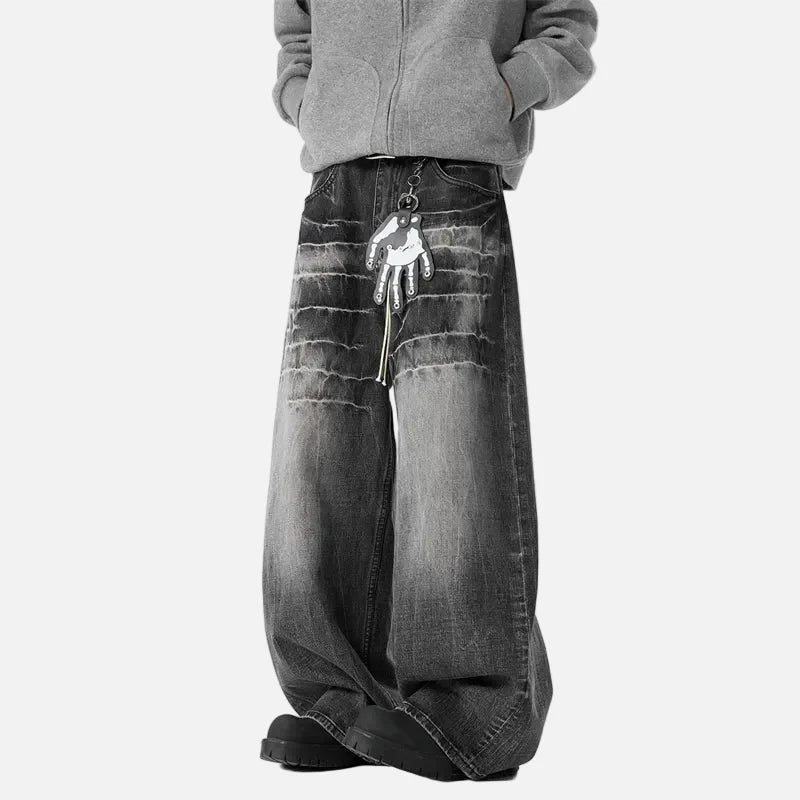 Vintage Lightning Pattern Baggy Loose Jeans