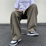 Plaid Loose Casual Straight Wide-Leg Pants