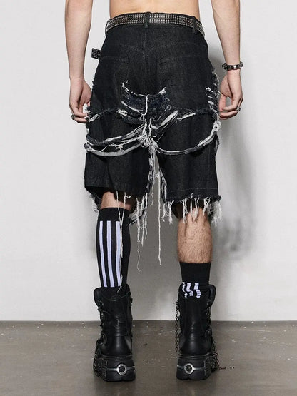 Streetwear Y2K Vintage High Waist Black Denim Jorts