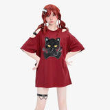 Red Punk Minimal Graphic American Style T-Shirt