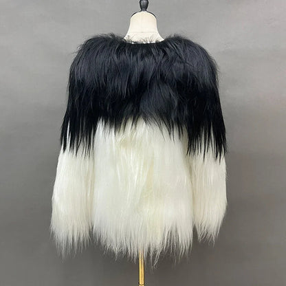 Luxury Mixed Color Goat Faux Fur Wool Jacket